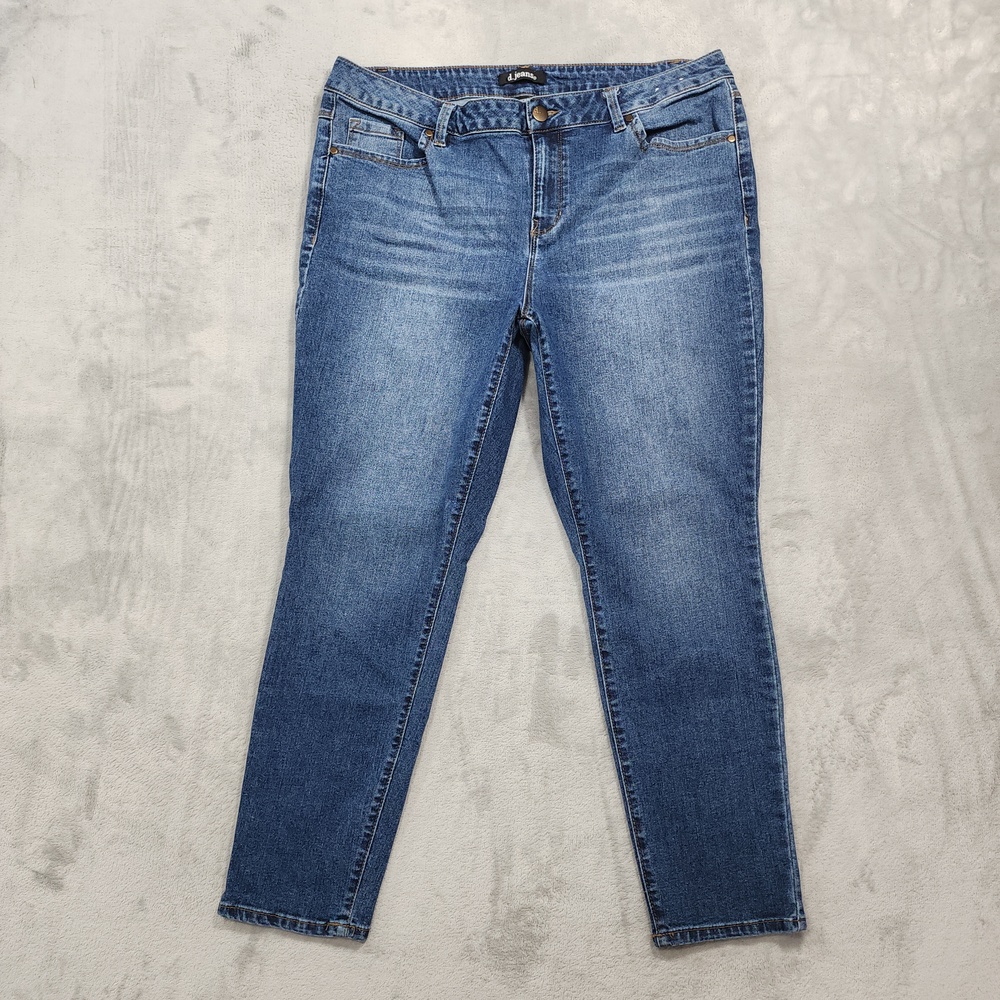 D. Jeans Womens 16W Blue Mid Rise Skinny Slim Stretch Denim Jeans Medium Wash